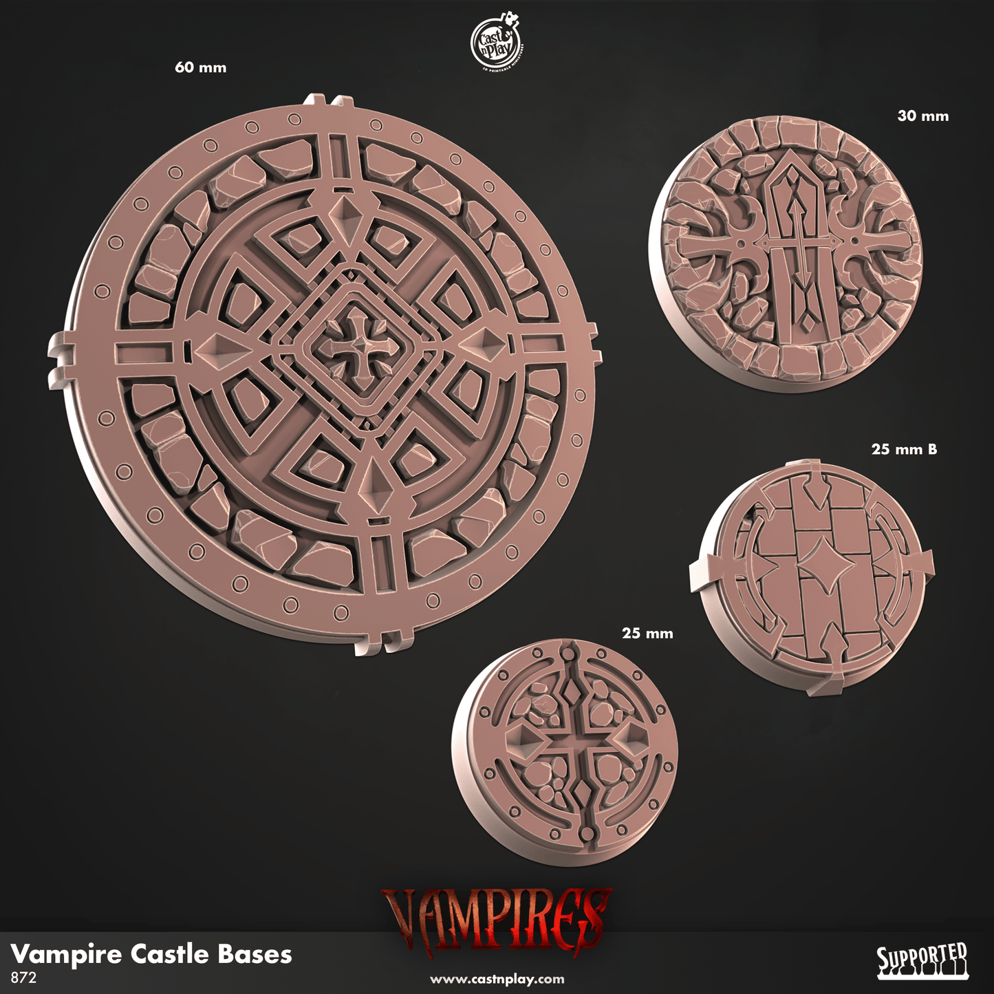 3D Printed Cast n Play Vampire Castle Bases Vampires Set 28mm 32mm D&D - 3D Printing Boss
