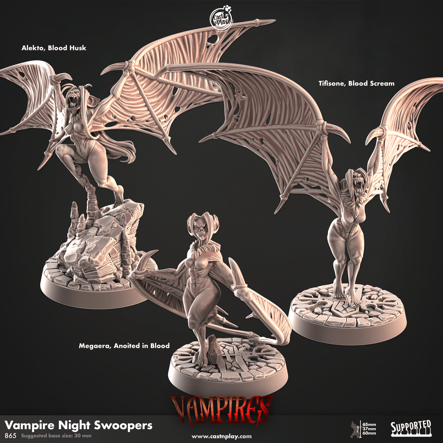 3D Printed Cast n Play Vampire Night Swoopers Vampires Set 28mm 32mm D&D - 3D Printing Boss