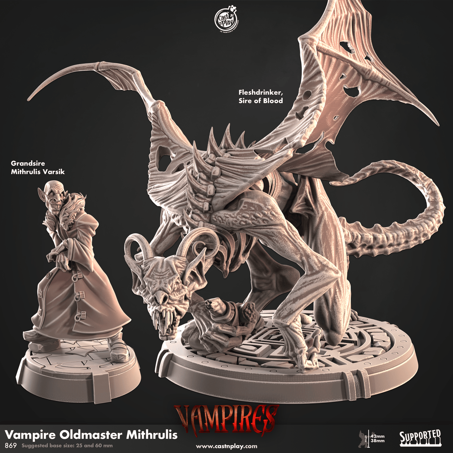 3D Printed Cast n Play Vampire Oldmaster Mithrulis Vampires Set 28mm 32mm D&D - 3D Printing Boss
