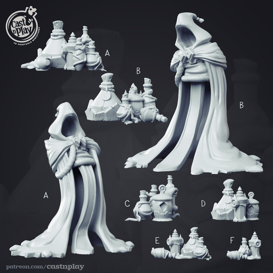 3D Printed Cast n Play Wizard Props Wizard's Guild Set 28mm 32mm D&D - 3D Printing Boss