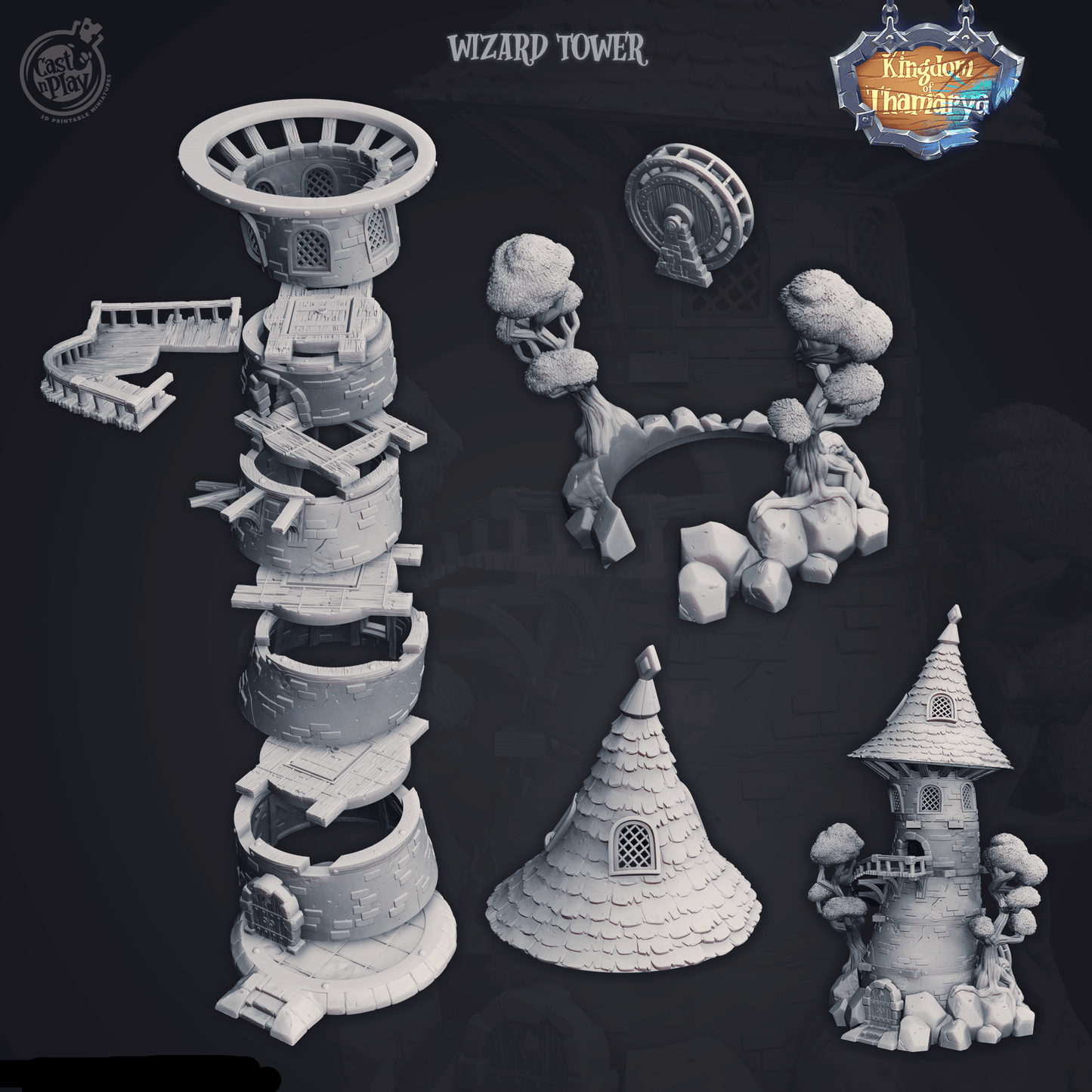 3D Printed Cast n Play Wizard's Tower Kingdom Of Thamarya 28mm 32mm D&D - 3D Printing Boss