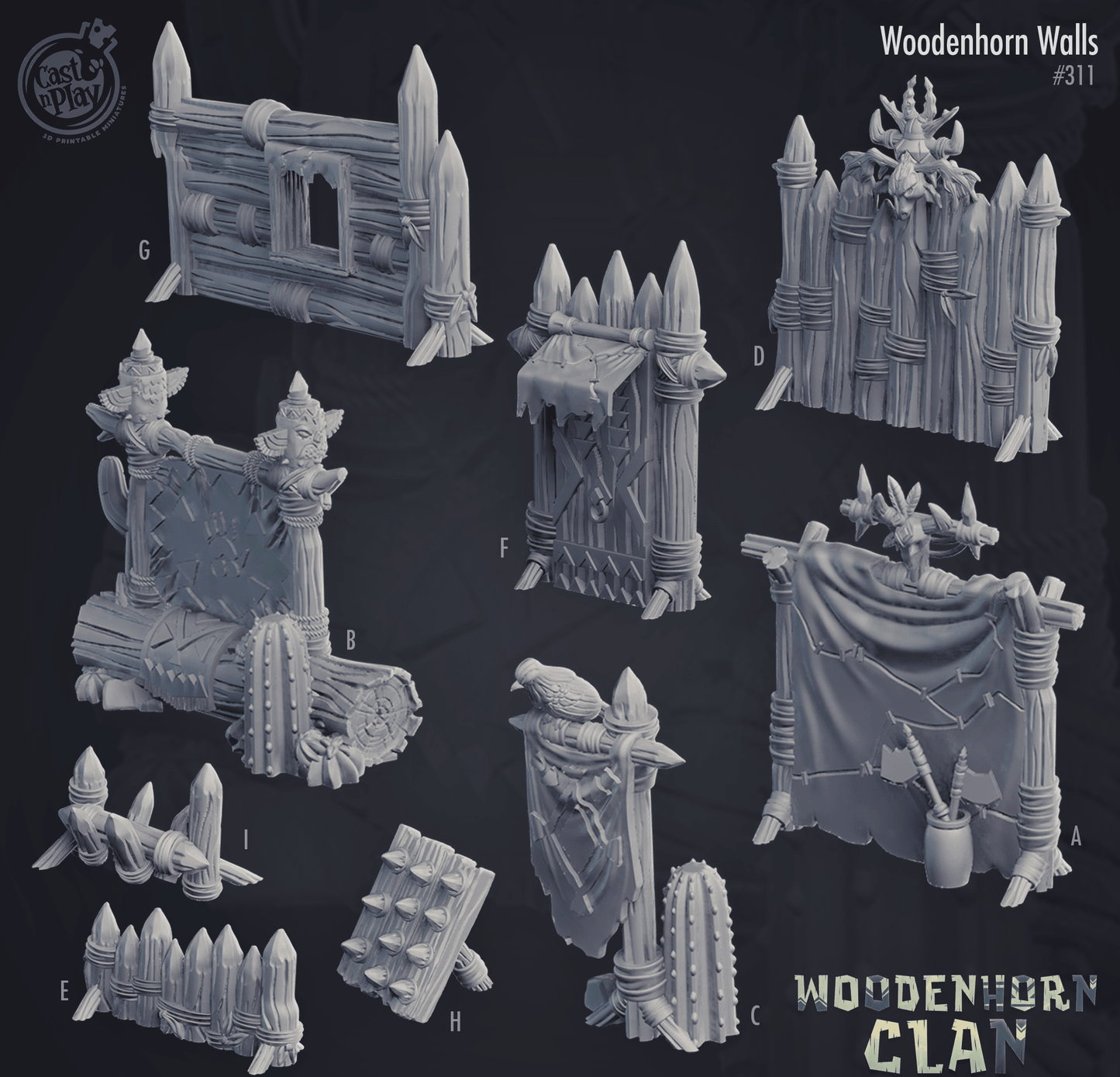3D Printed Cast n Play Woodenhorn Clan - Woodenhorn Walls 28mm 32mm D&D - 3D Printing Boss