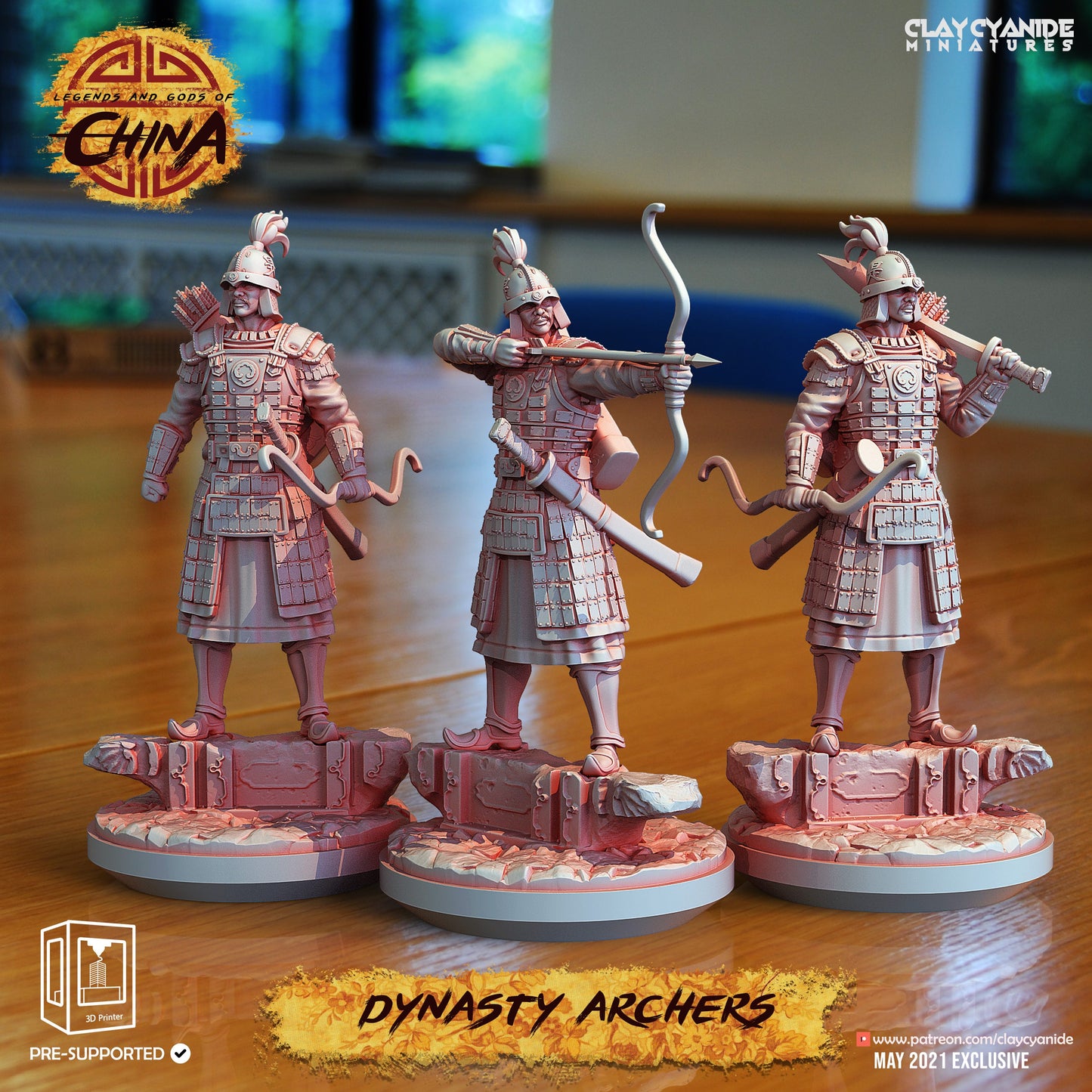 3D Printed Clay Cyanide Dynasty Archers Legends and Gods Of China 28 32 mm D&D - 3D Printing Boss