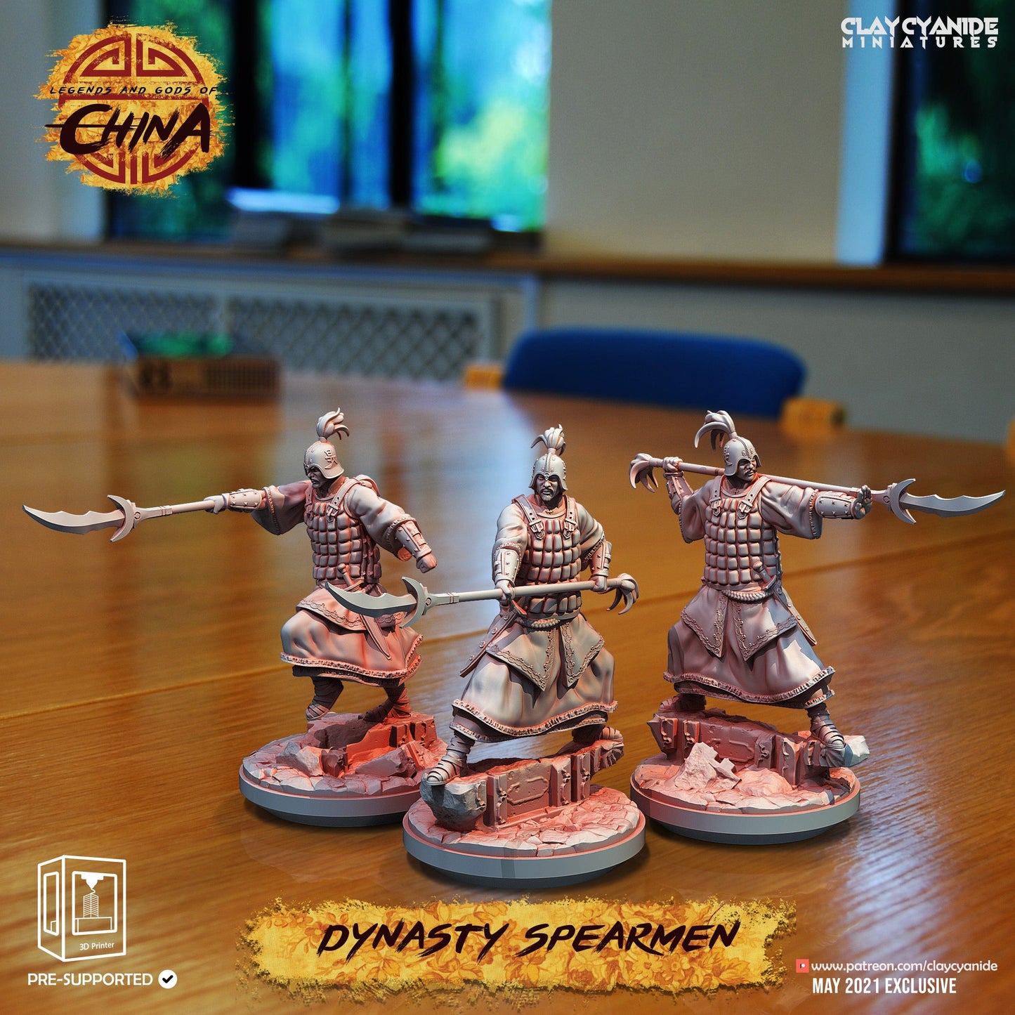 3D Printed Clay Cyanide Dynasty Spearmen Legends and Gods Of China 28 32 mm D&D - 3D Printing Boss