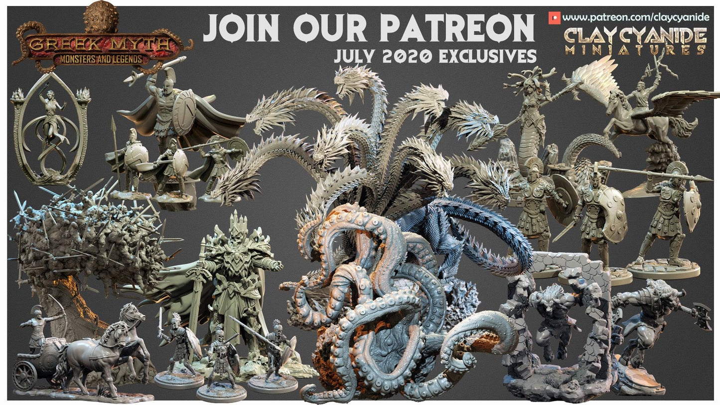 3D Printed Clay Cyanide Greek Chariot Greek Mythology Part 2 28 32 mm D&D - 3D Printing Boss