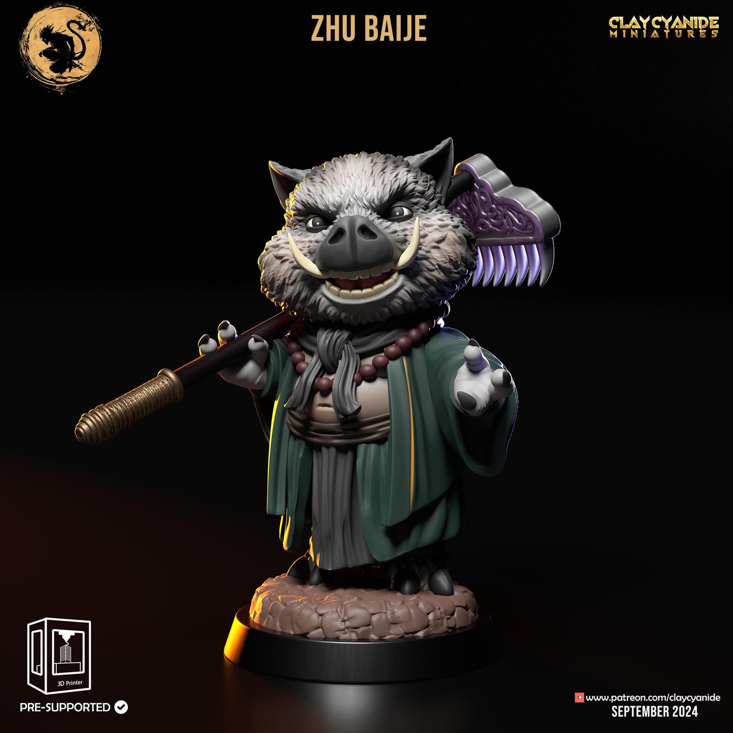 3D Printed Clay Cyanide Zhu Baije Black Myth - Wukong Set 28 32 mm D&D - 3D Printing Boss