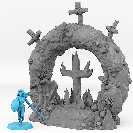 3D Printed Fantastic Plants and Rocks Cemetery Portal With Its Cross Effect 28mm - 32mm D&D Wargaming - 3D Printing Boss