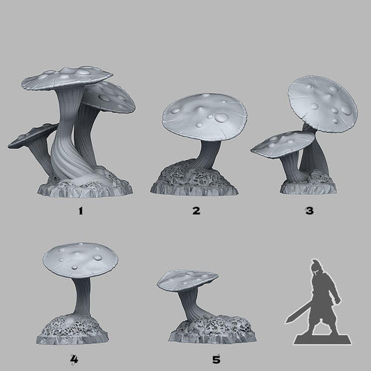 3D Printed Fantastic Plants and Rocks Fantasy Mushrooms 28mm - 32mm D&D Wargaming - 3D Printing Boss