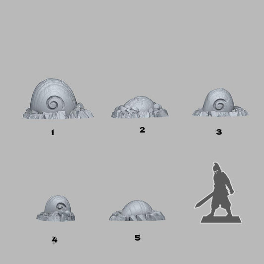 3D Printed Fantastic Plants and Rocks Fossilised Ice Snails 28mm - 32mm D&D Wargaming - 3D Printing Boss