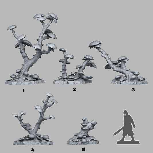 3D Printed Fantastic Plants and Rocks Mushrooms Trees 28mm - 32mm D&D Wargaming - 3D Printing Boss