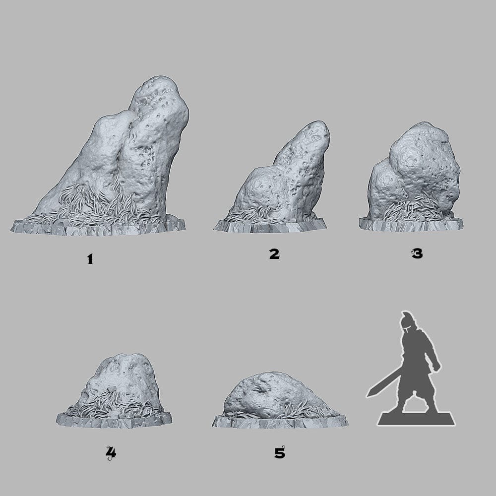 3D Printed Fantastic Plants and Rocks Prairie Natural Stones 28mm - 32mm D&D Wargaming - 3D Printing Boss