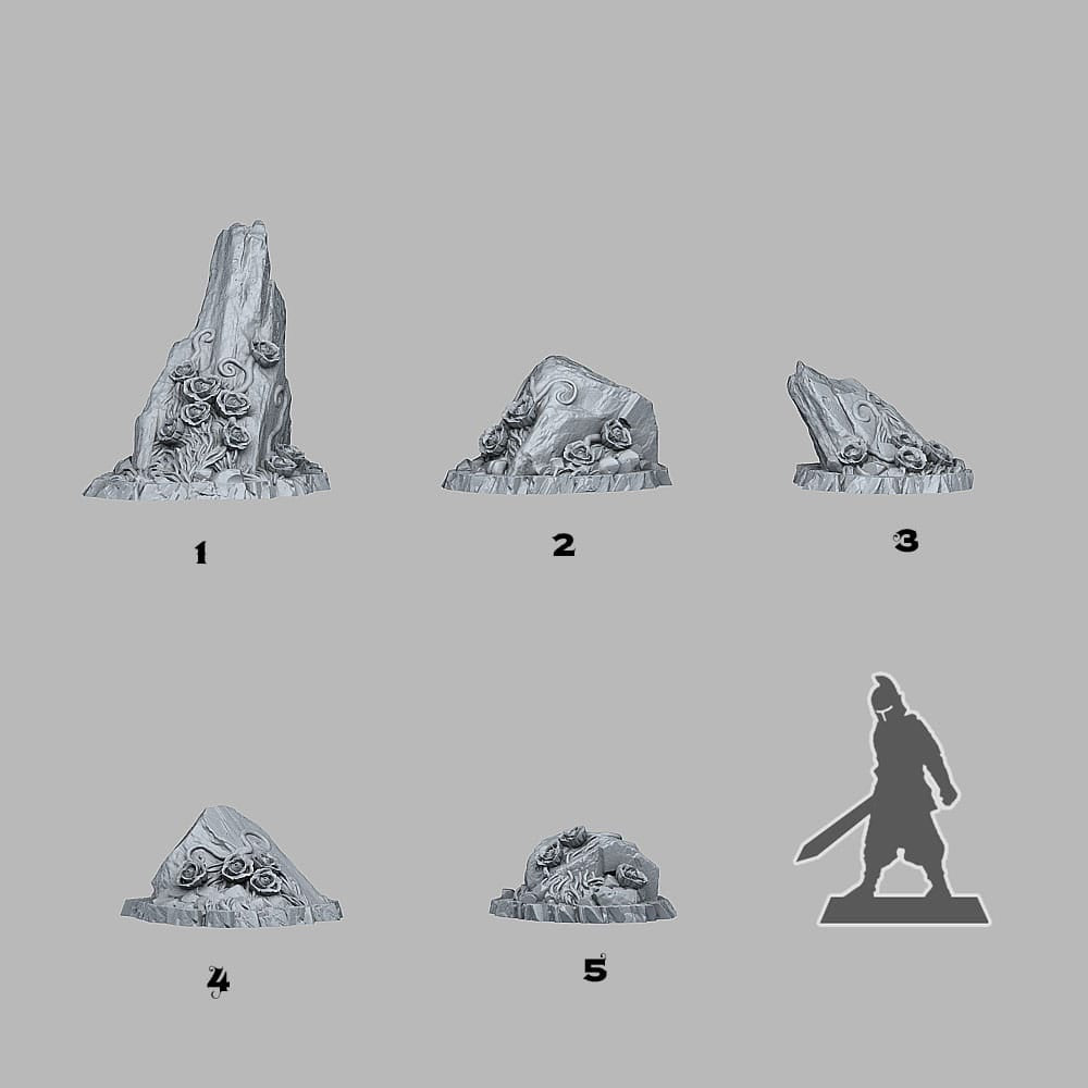 3D Printed Fantastic Plants and Rocks Rocks Of Roses 28mm - 32mm D&D Wargaming - 3D Printing Boss