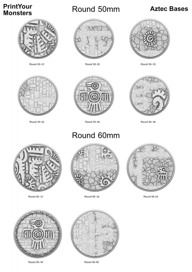 3D Printed Fantastic Plants and Rocks Round Bases Aztec Bases 28mm - 32mm D&D Wargaming - 3D Printing Boss