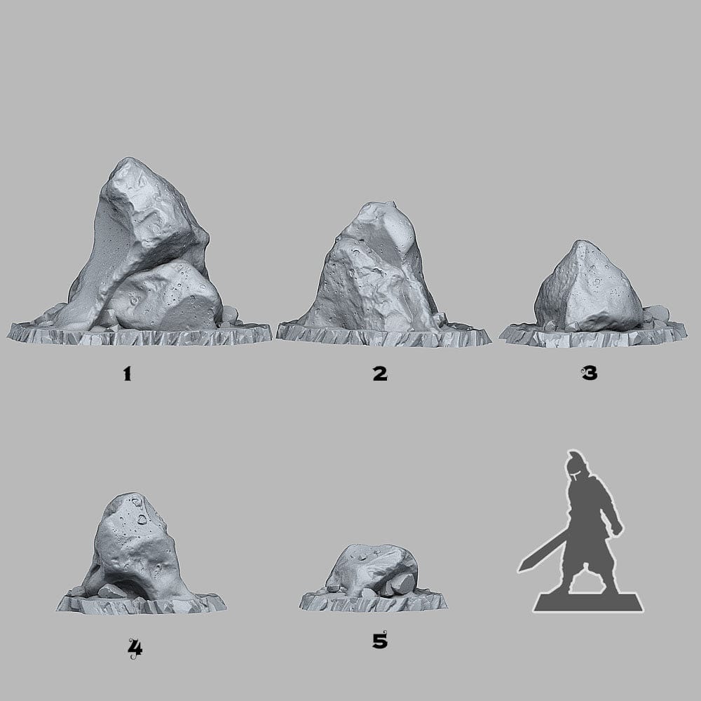 3D Printed Fantastic Plants and Rocks Sand Rocks 28mm - 32mm D&D Wargaming - 3D Printing Boss