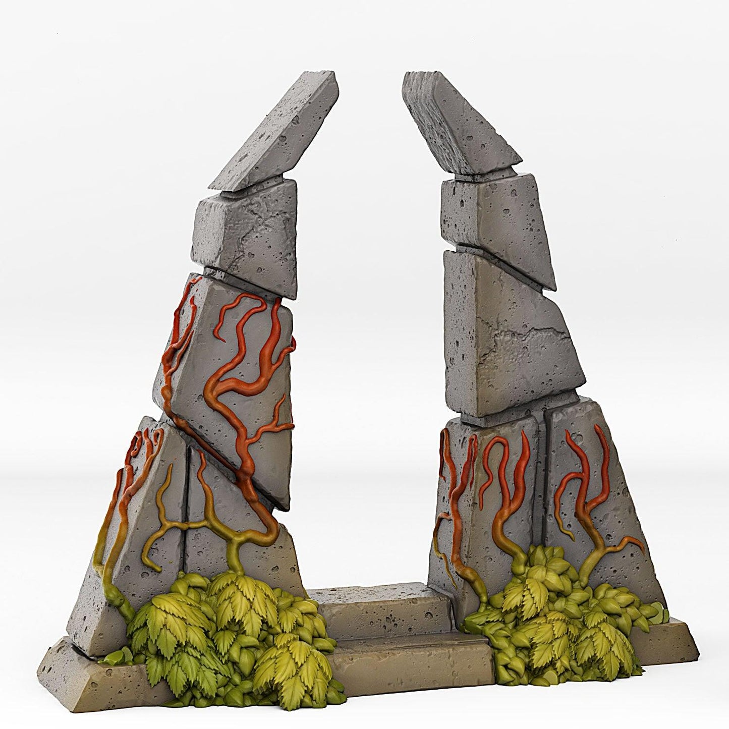3D Printed Fantastic Plants and Rocks Temple Portal With Its Green Fire Effect 28mm - 32mm D&D Wargaming - 3D Printing Boss