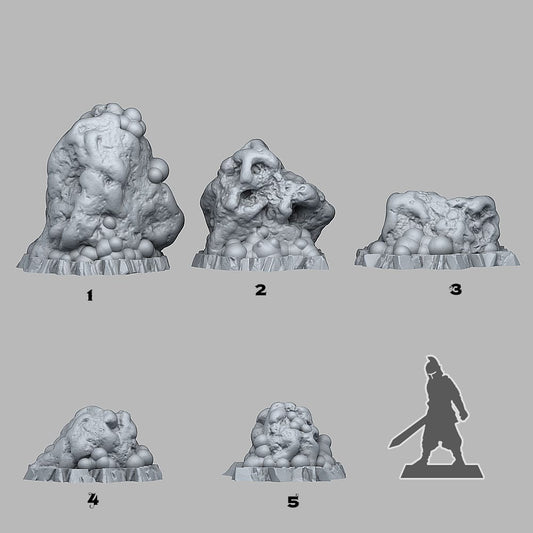 3D Printed Fantastic Plants and Rocks Virus Rocks 28mm - 32mm D&D Wargaming - 3D Printing Boss