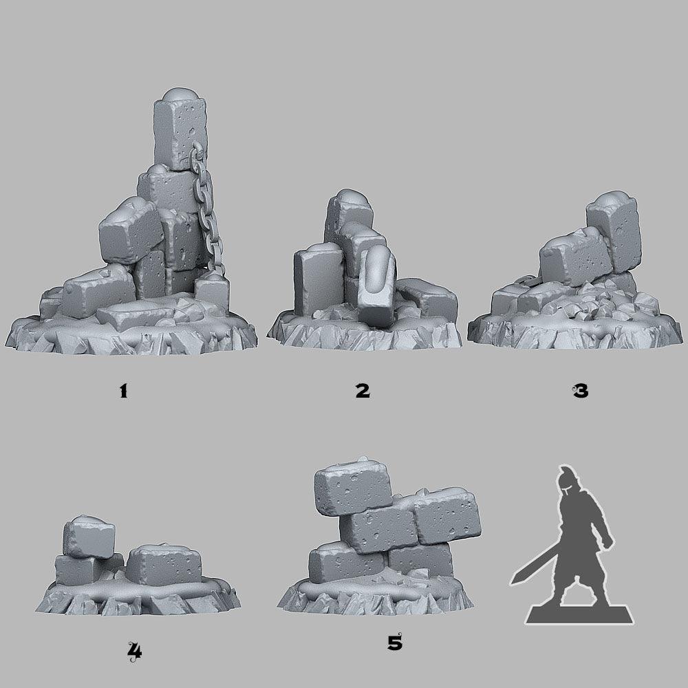 3D Printed Fantastic Plants and Rocks Winter Ruins 28mm - 32mm D&D Wargaming - 3D Printing Boss