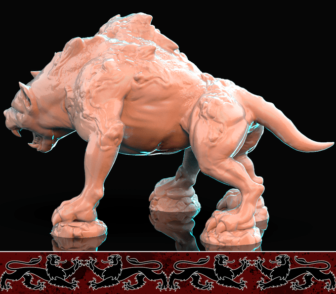 3D Printed Nafarrate Cerberus Bestiary Creatures Volume 1 28mm 32mm D&D - 3D Printing Boss