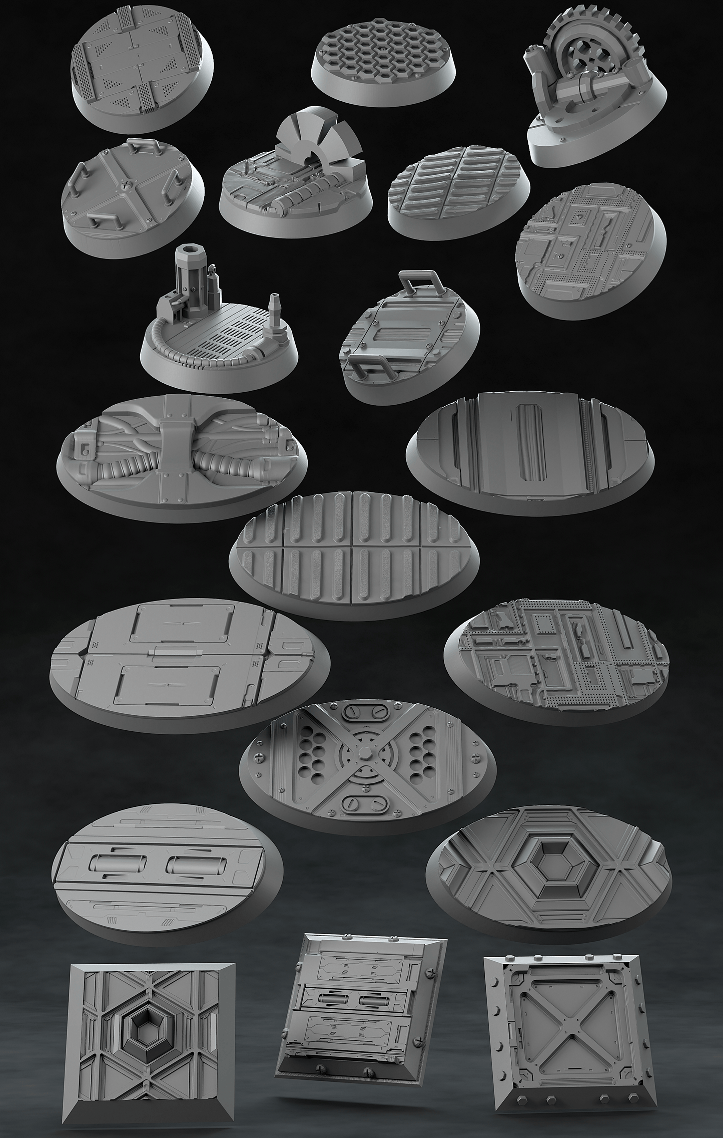 3D Printed Nafarrate Space Orc Bases Set Space Orcs 28 32 mm D&D - 3D Printing Boss