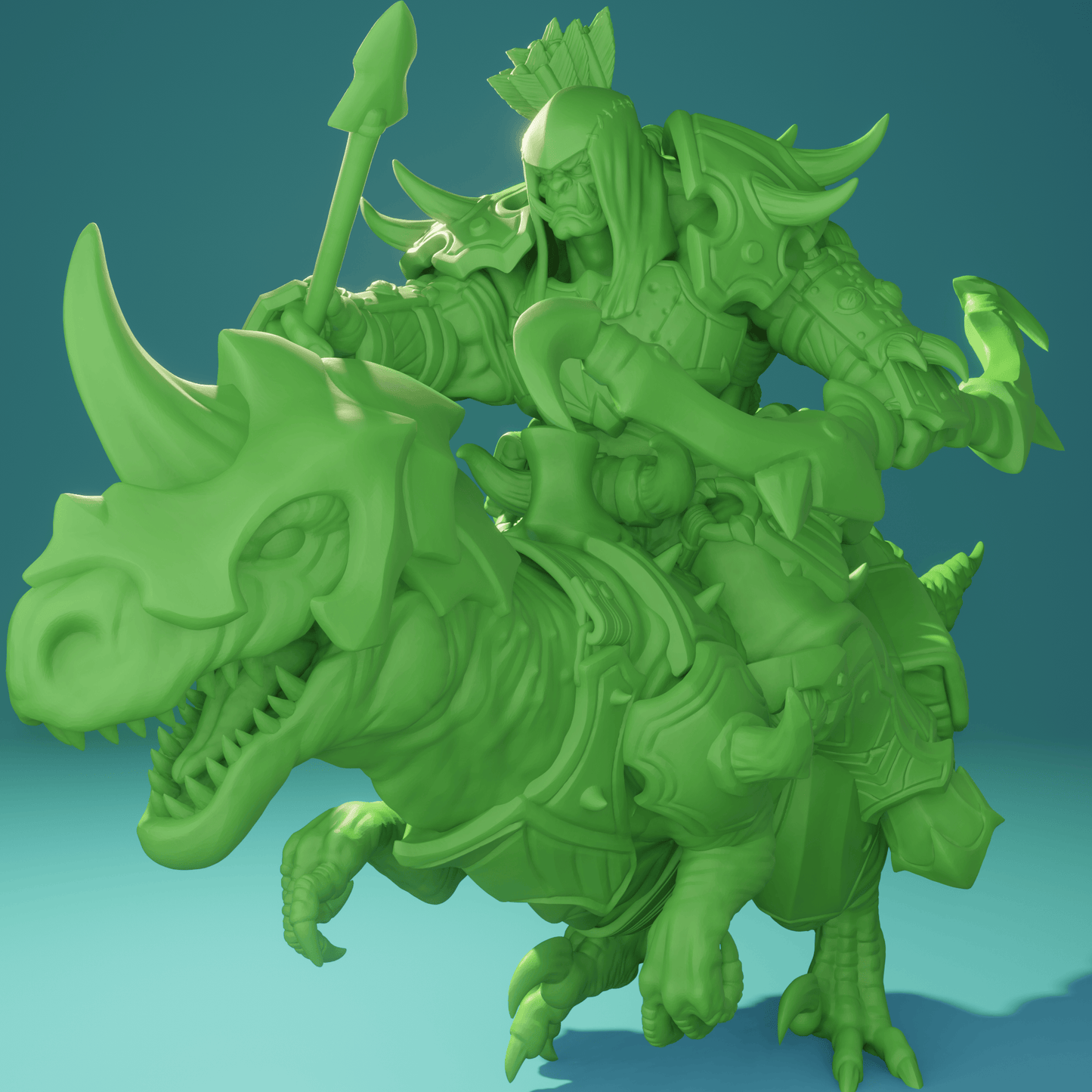 3D Printed Nafarrate Velociraptor Rider Orc Set Orcs Army 28 32 mm D&D - 3D Printing Boss