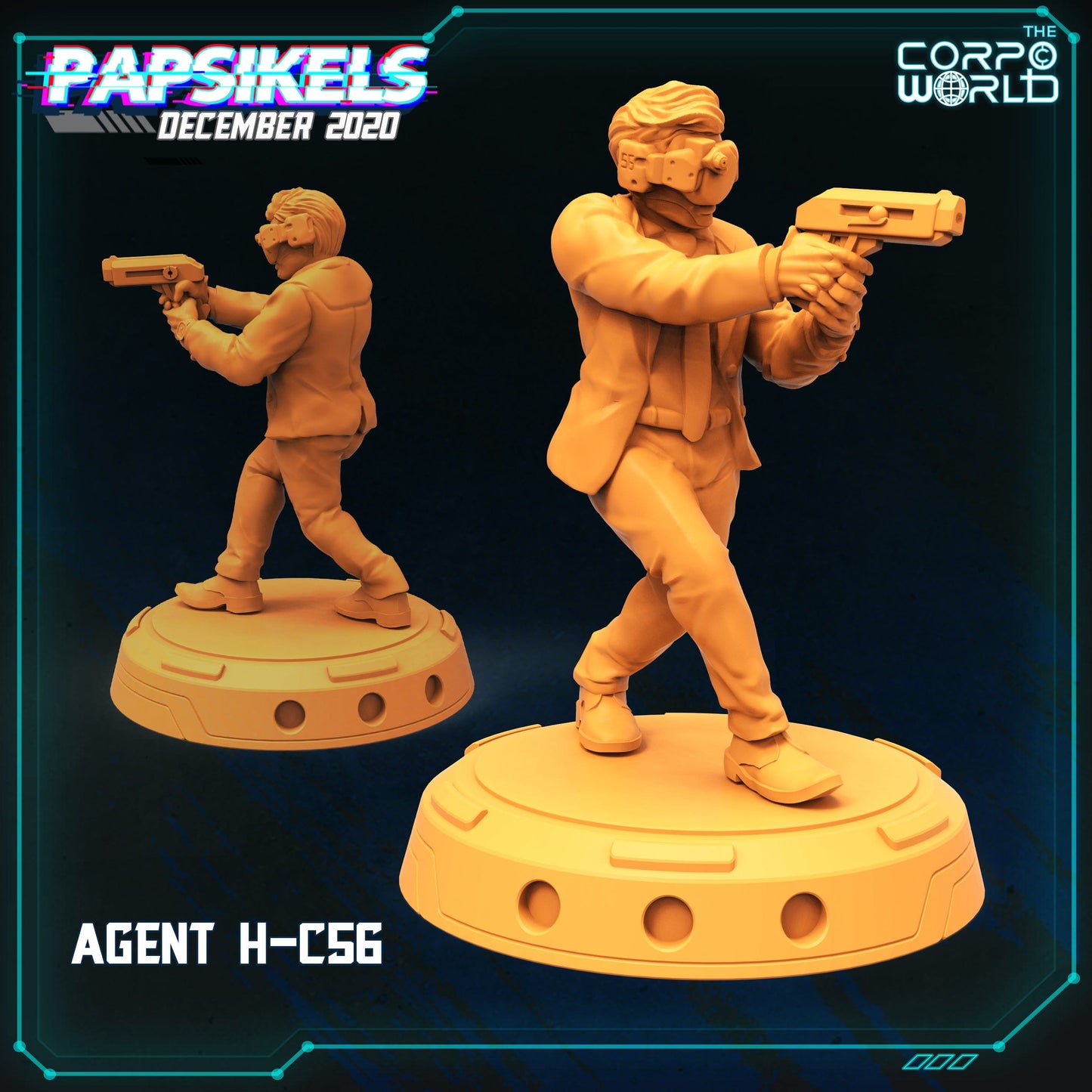 3D Printed Papsikels Agent H C56 December 2020 Cyberpunk 28mm 32mm - 3D Printing Boss