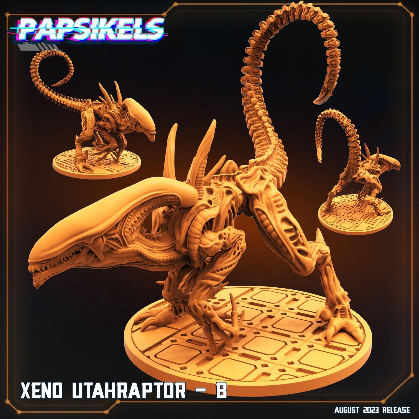 3D Printed Papsikels August 2023 - Xenowars Genesis Xeno Utahraptor Set 28mm 32mm - 3D Printing Boss