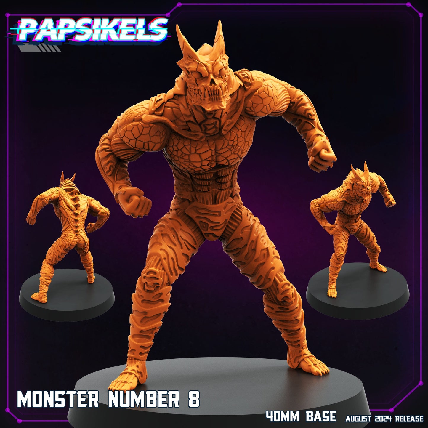 3D Printed Papsikels August 2024 Cyberpunk Monster Number 8 28mm 32mm - 3D Printing Boss