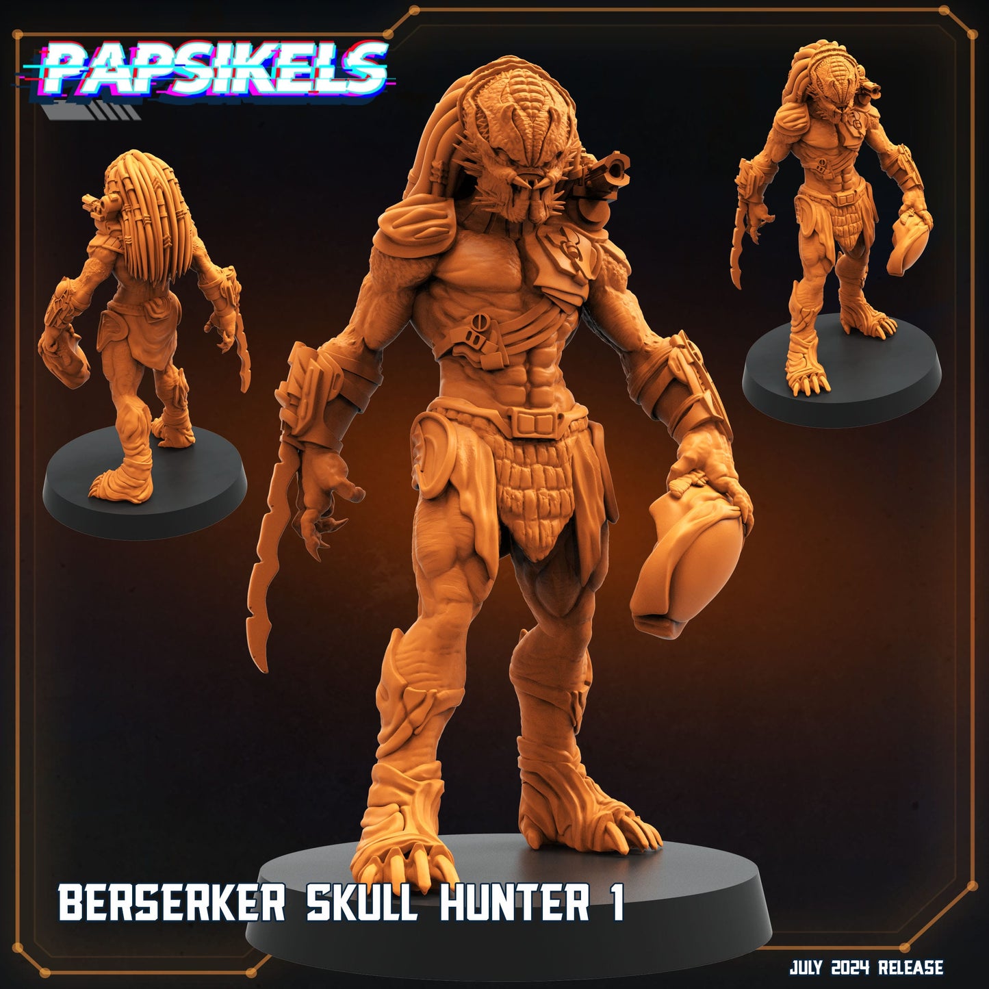 3D Printed Papsikels Berserker Skull Hunter Set July 2024 Scifi 28mm 32mm - 3D Printing Boss
