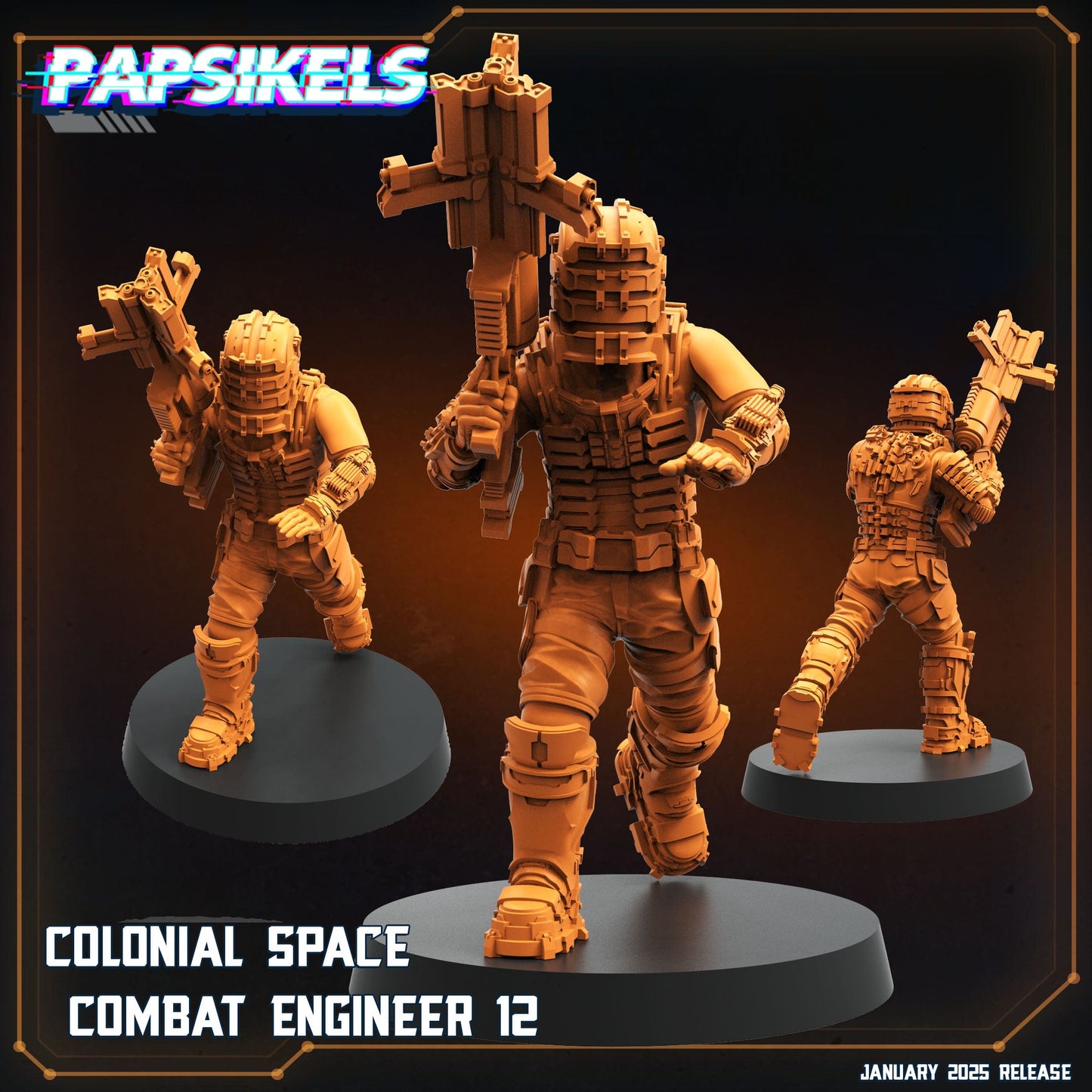 3D Printed Papsikels Colonial Space Combat Engineers Set January 2025 - Scifi 28mm 32mm - 3D Printing Boss