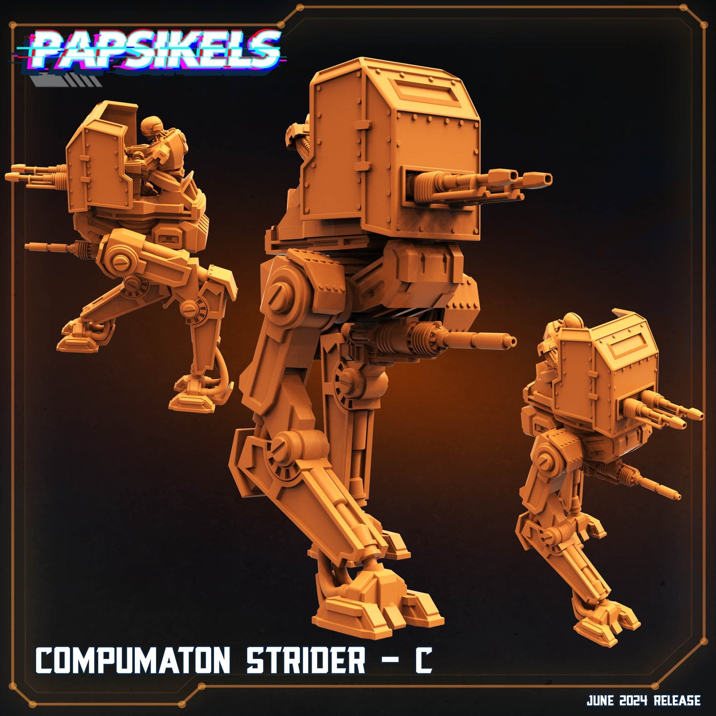 3D Printed Papsikels Compumaton Strider Set JUNE 2024 SCIFI 28mm 32mm - 3D Printing Boss