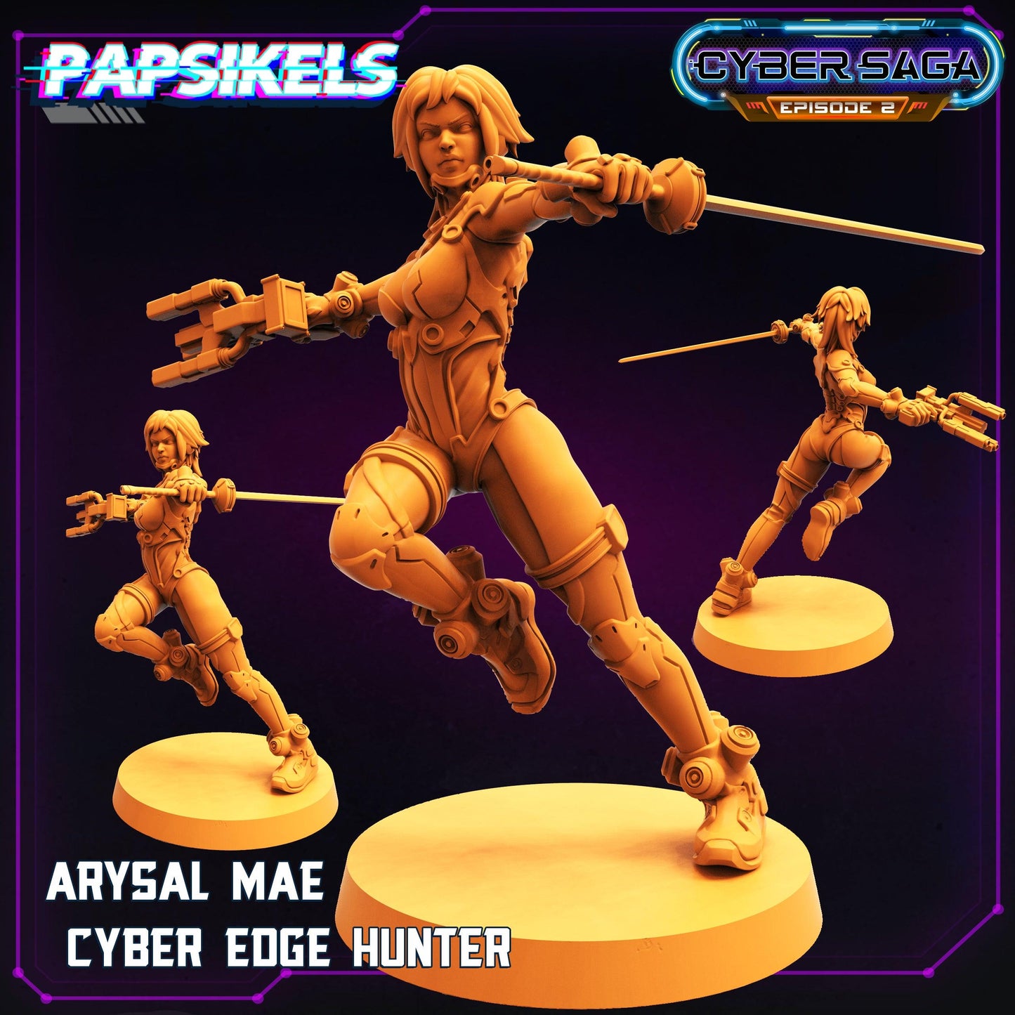 3D Printed Papsikels - Cyber Saga Episode 2 Arysal Mae Cyber Edge Hunter - 28mm 32mm - 3D Printing Boss