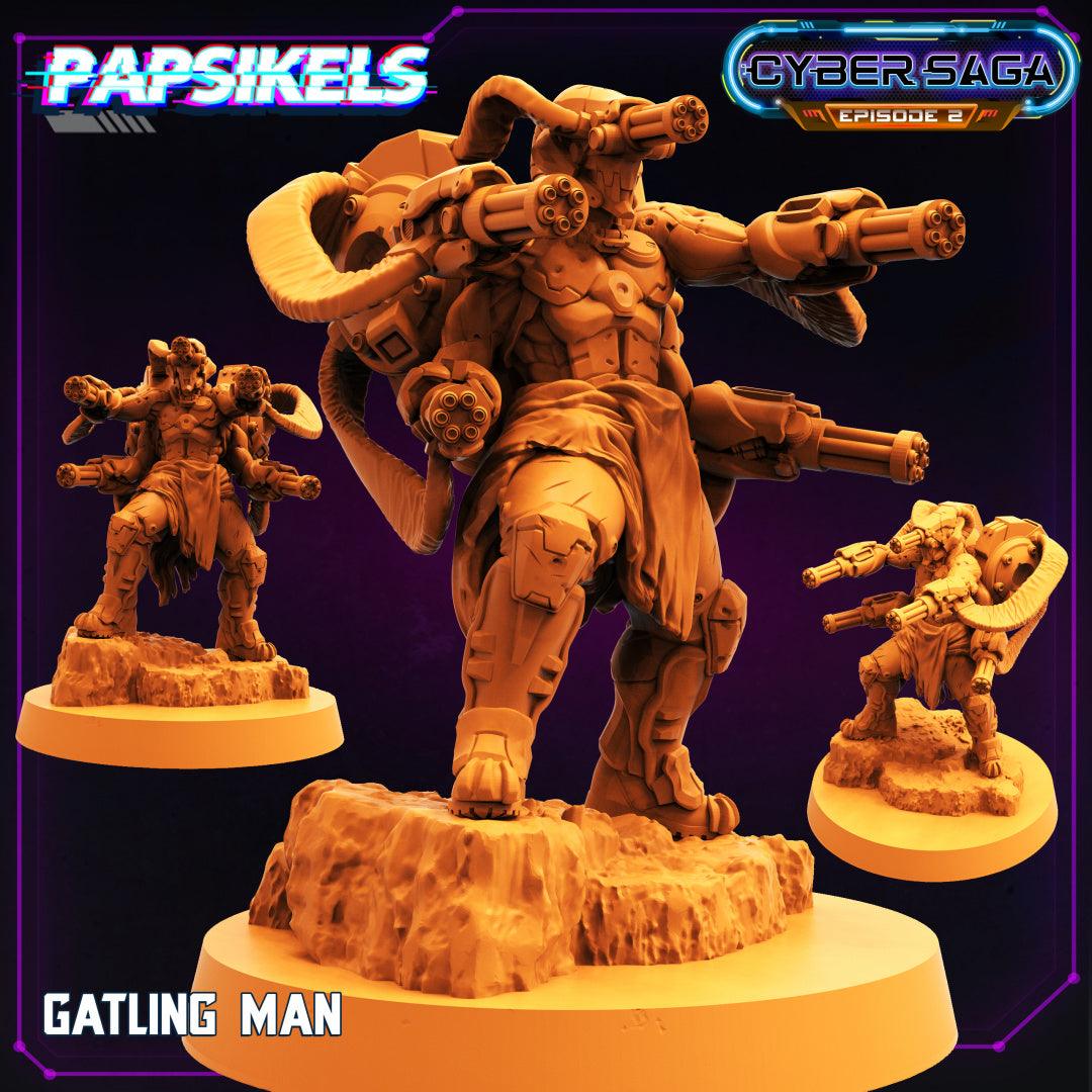 3D Printed Papsikels - Cyber Saga Episode 2 Gatling Man - 28mm 32mm - 3D Printing Boss