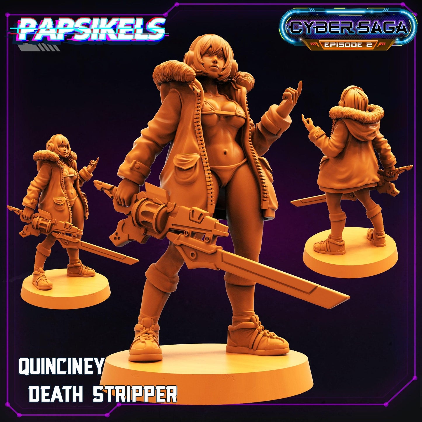 3D Printed Papsikels - Cyber Saga Episode 2 Quinciney Death Stripper - 28mm 32mm - 3D Printing Boss