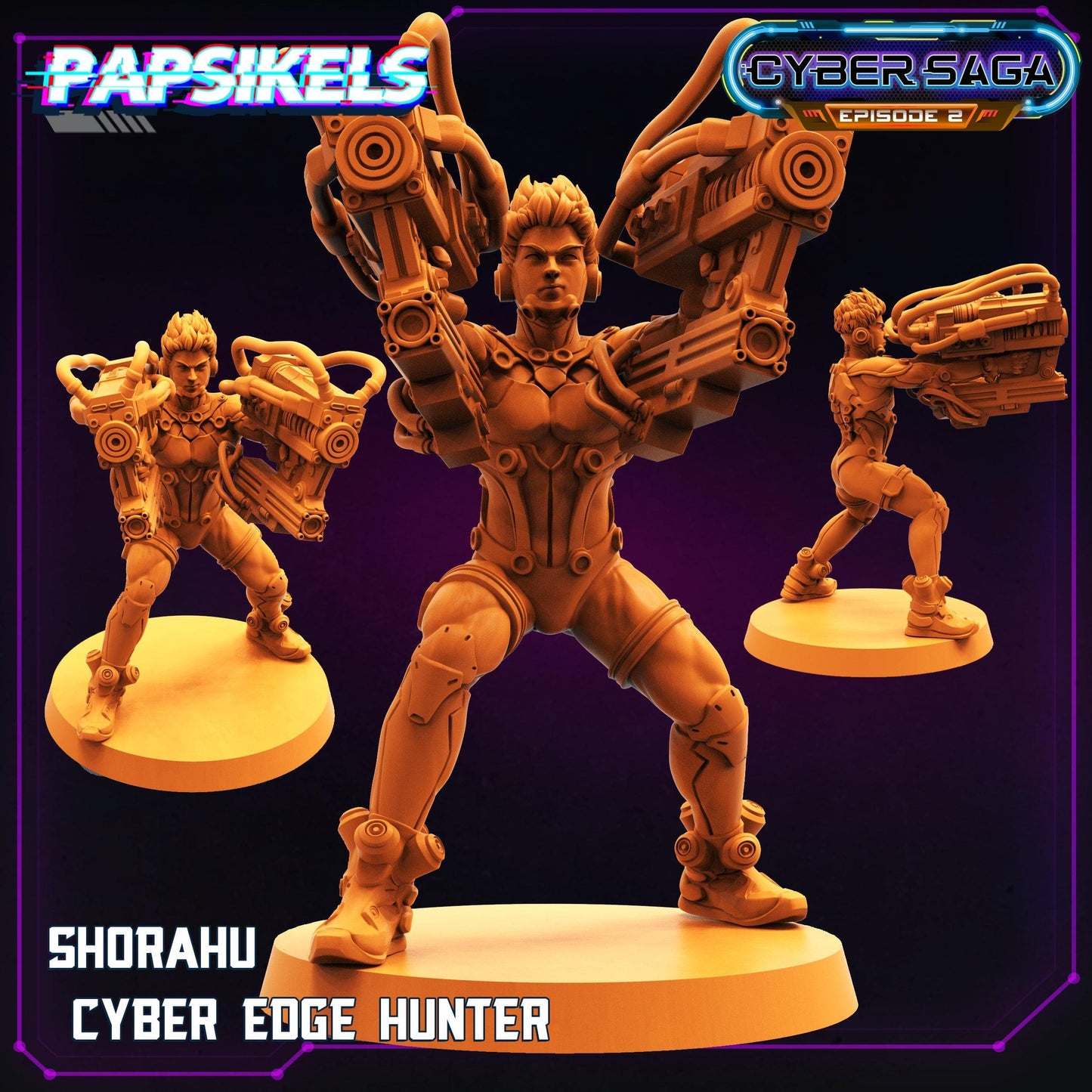 3D Printed Papsikels - Cyber Saga Episode 2 Shorahu Cyber Edge Hunter - 28mm 32mm - 3D Printing Boss