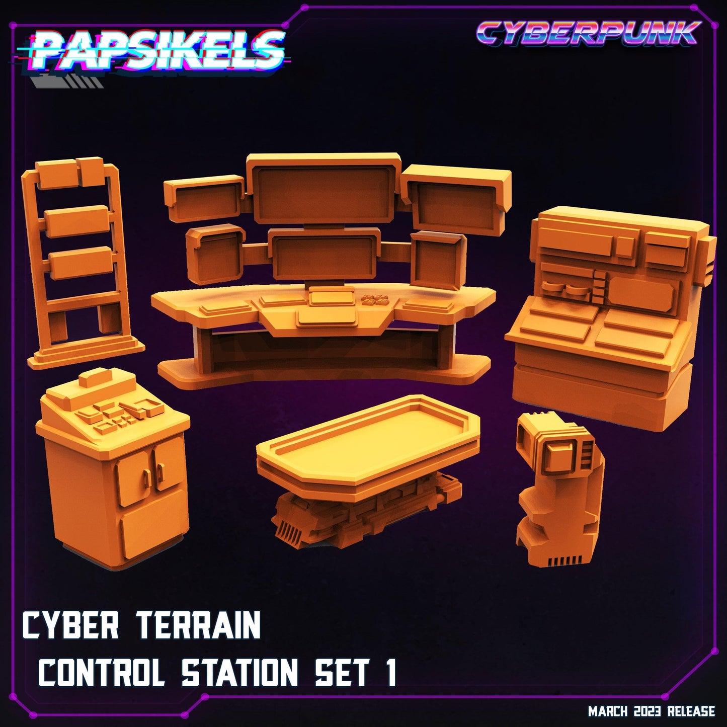 3D Printed Papsikels - Cyber Terrain Control Station Set 1 - 28mm 32mm - 3D Printing Boss