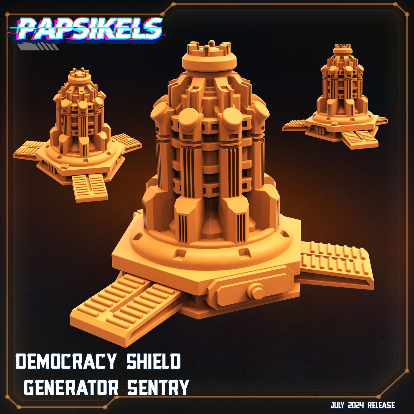 3D Printed Papsikels Democracy Shield Generator Sentry July 2024 Scifi 28mm 32mm - 3D Printing Boss