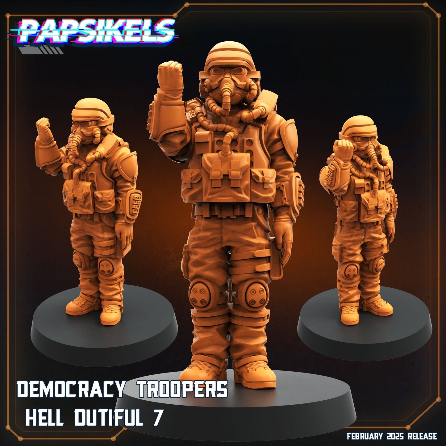 3D Printed Papsikels Democracy Trooper Hell Dutiful February 2025 Scifi 28mm 32mm - 3D Printing Boss