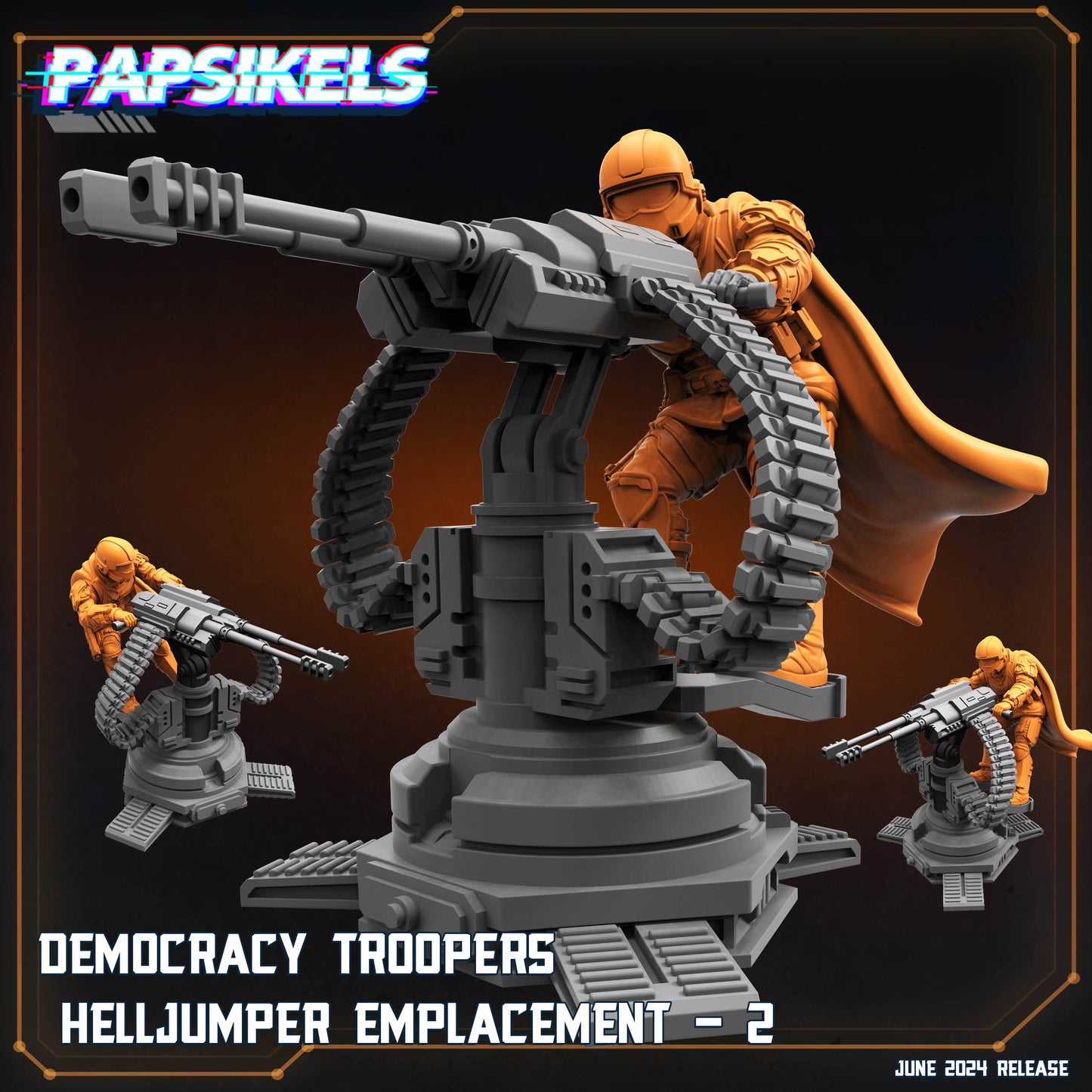 3D Printed Papsikels Democracy Troopers Helljumper Emplacement Set JUNE 2024 SCIFI 28mm 32mm - 3D Printing Boss
