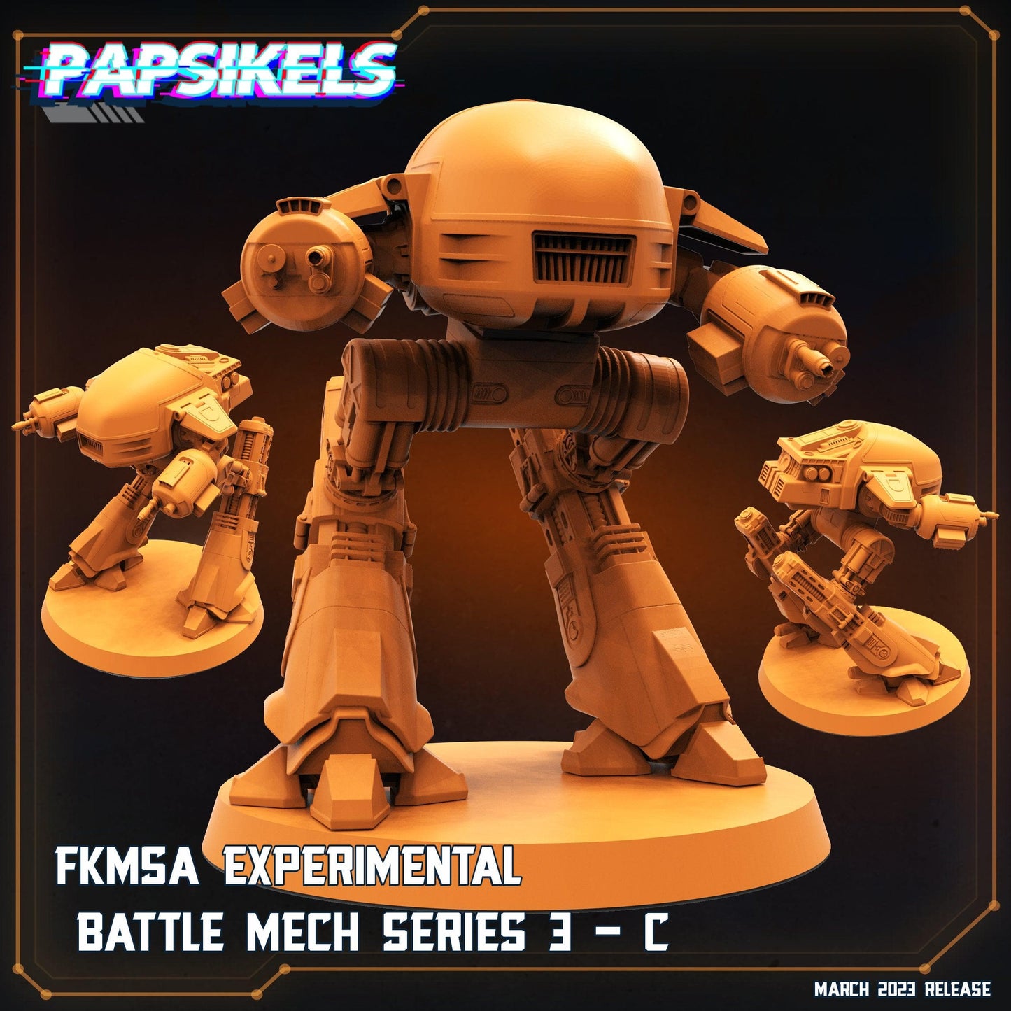 3D Printed Papsikels - Fkmsa Experimental Battle Mech Series 3 Set - 28mm 32mm - 3D Printing Boss