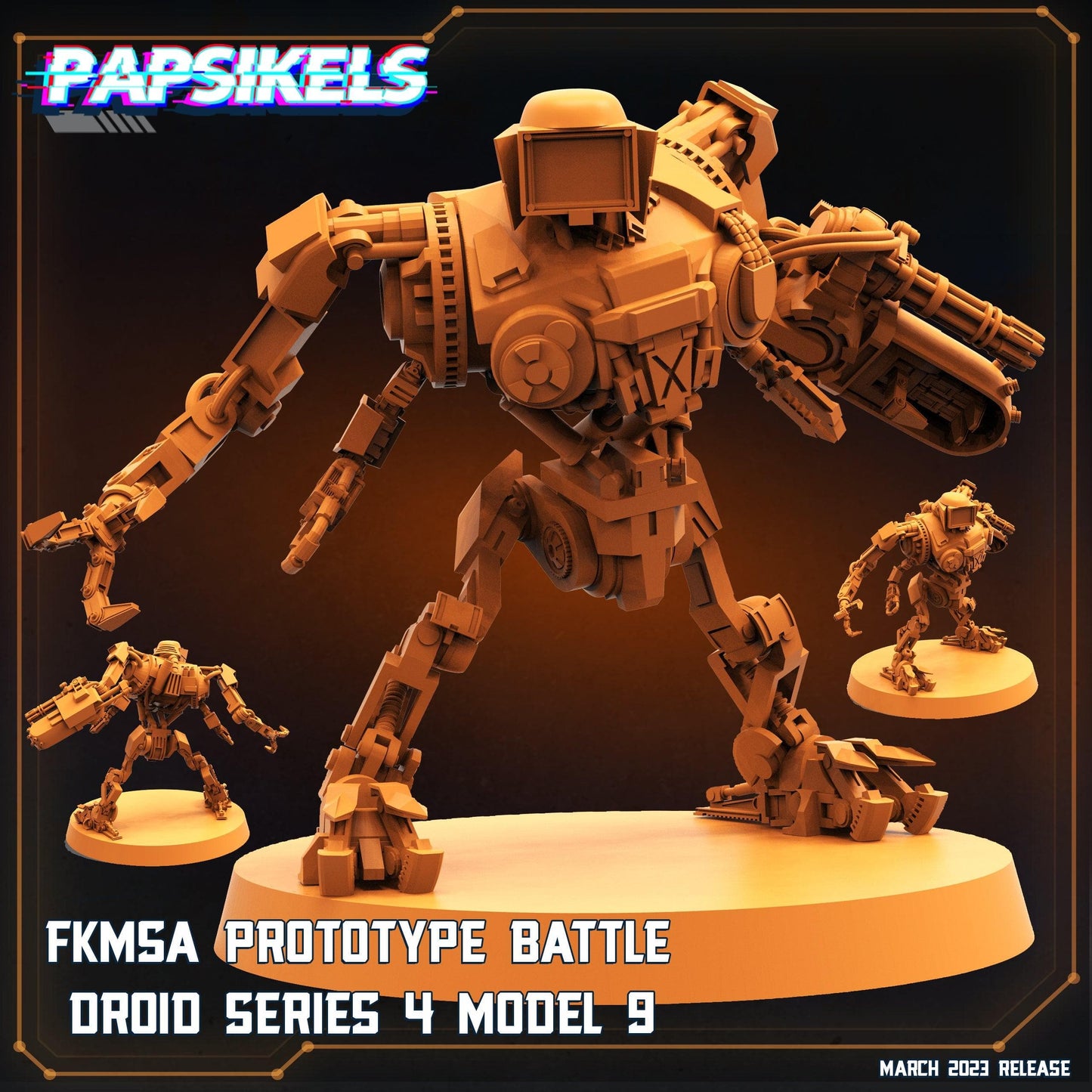 3D Printed Papsikels - Fkmsa Prototype Battle Droid Series 4 Model 9 - 28mm 32mm - 3D Printing Boss