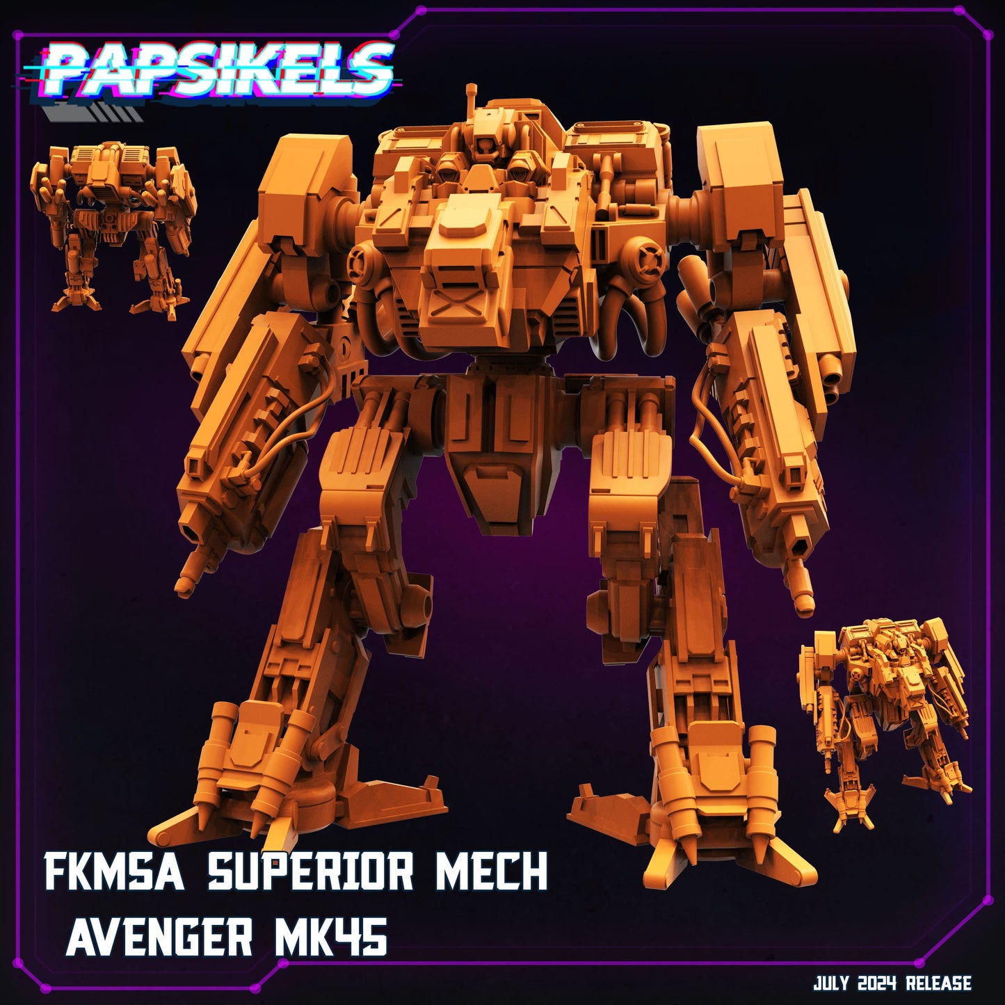 3D Printed Papsikels Fkmsa Superior Mech Avenger Mk45 July 2024 Cyberpunk 28mm 32mm - 3D Printing Boss