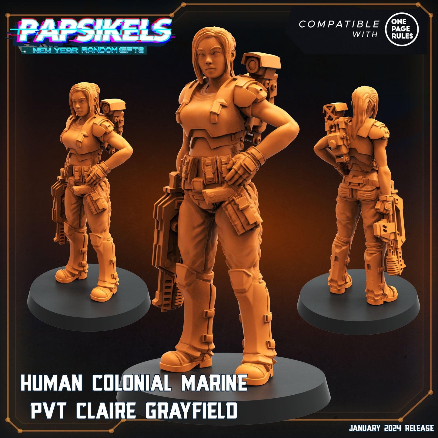 3D Printed Papsikels Human Colonial Marine Pvt Claire Grayfield 28mm 32mm - 3D Printing Boss