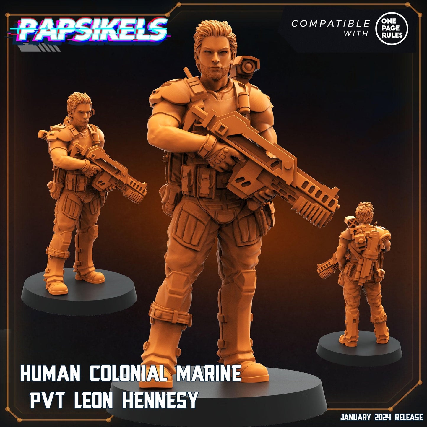 3D Printed Papsikels Human Colonial Marine Pvt Leon Hennesy 28mm 32mm - 3D Printing Boss