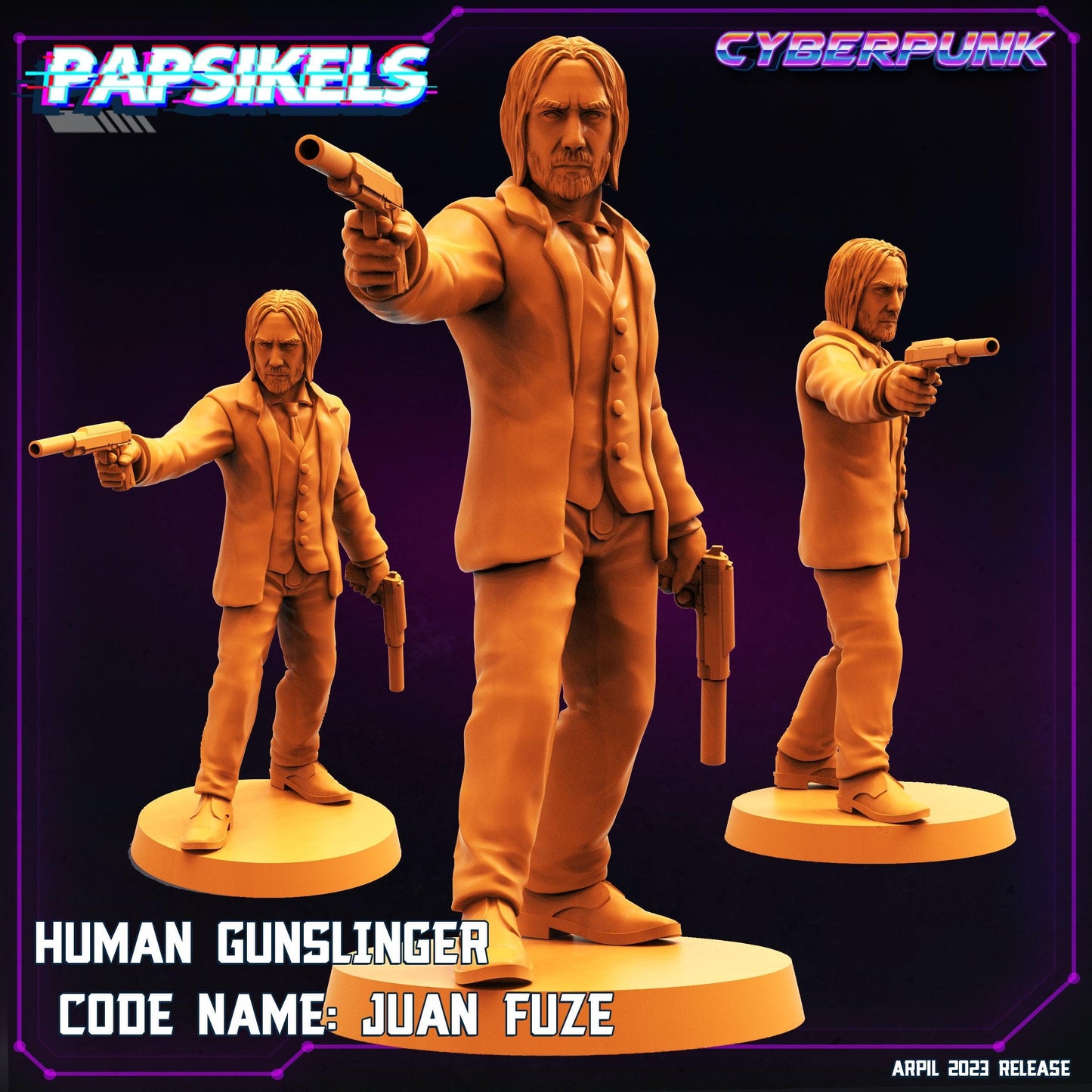 3D Printed Papsikels - Human Gunslinger Set - 28mm 32mm - 3D Printing Boss