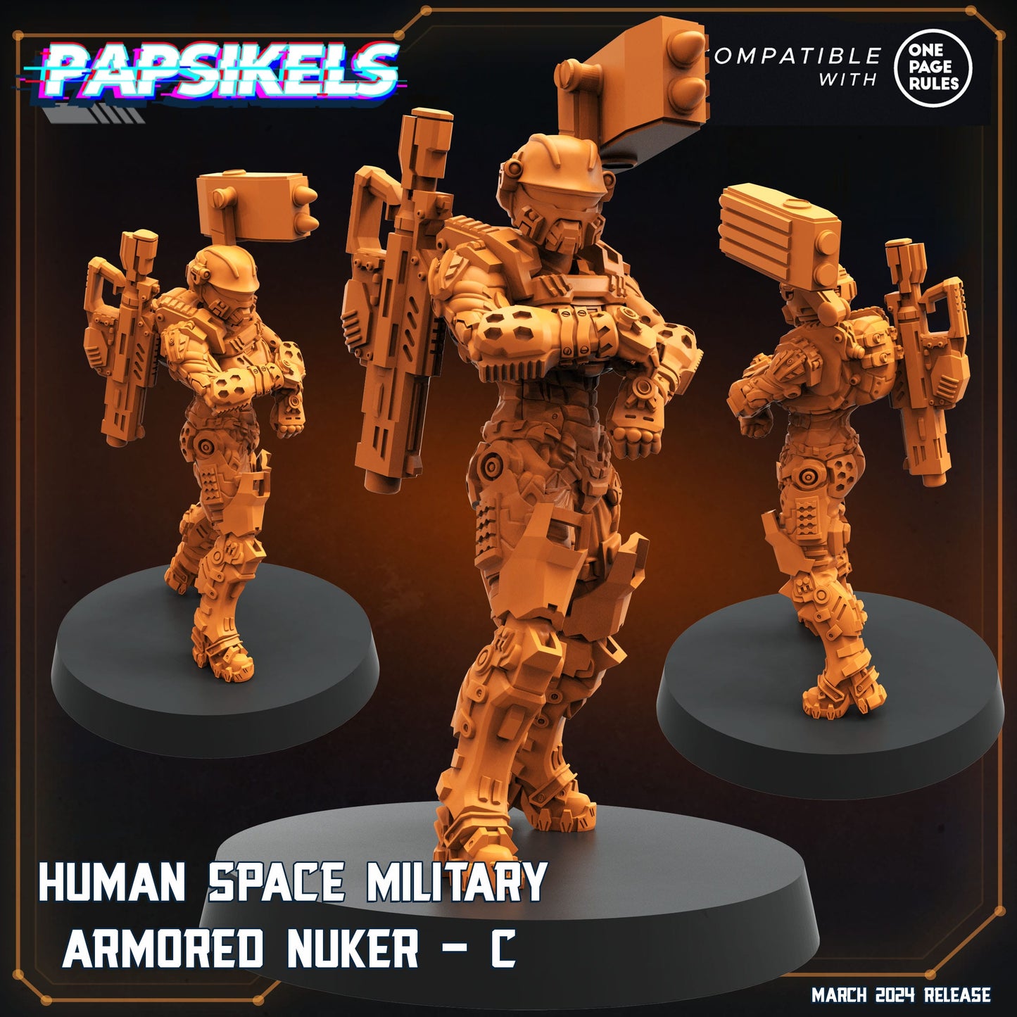 3D Printed Papsikels Human Space Military Armored Nuker Set 28mm 32mm - 3D Printing Boss