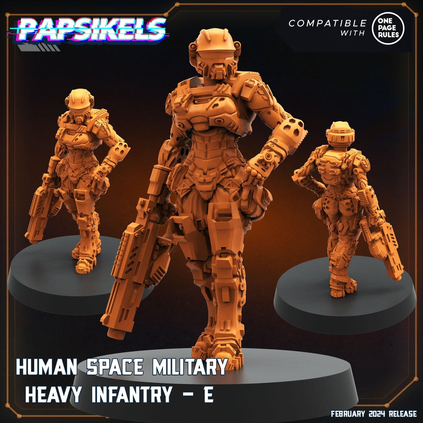 3D Printed Papsikels Human Space Military Heavy Gunners Set 28mm 32mm - 3D Printing Boss