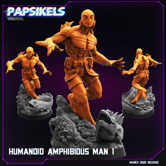 3D Printed Papsikels Humanoid Amphibious Man MARCH 2025 CYBERPUNK 28mm 32mm - 3D Printing Boss