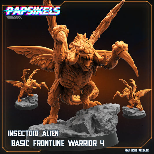 3D Printed Papsikels Insectoid Alien Basic Frontline Warrior Set May 2025 Alien vs. Humans Reconnaissance28mm 32mm - 3D Printing Boss