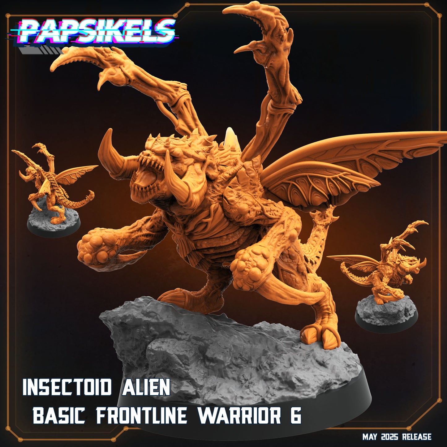 3D Printed Papsikels Insectoid Alien Basic Frontline Warrior Set May 2025 Alien vs. Humans Reconnaissance28mm 32mm - 3D Printing Boss