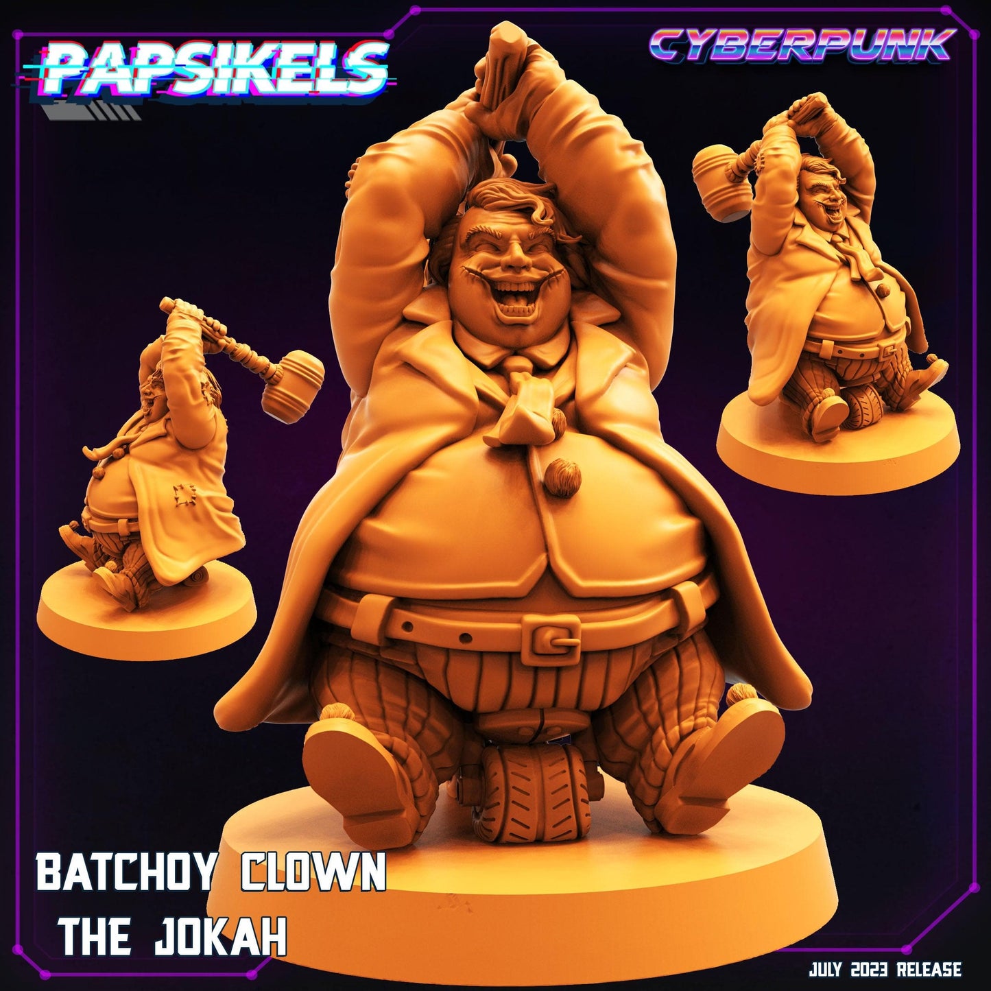 3D Printed Papsikels July 2023 - Cyberpunk Batchoy Clown Set 28mm 32mm - 3D Printing Boss
